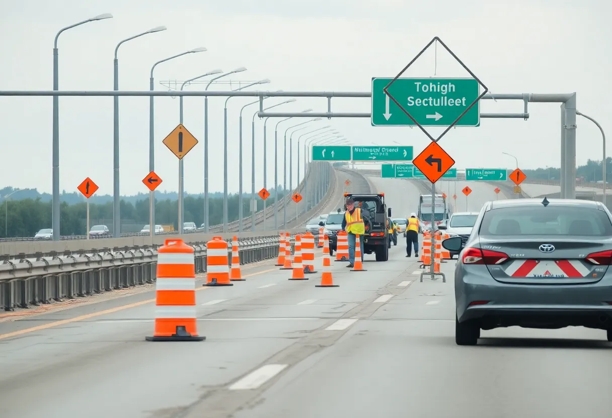 Construction workers working on the Ohio Turnpike