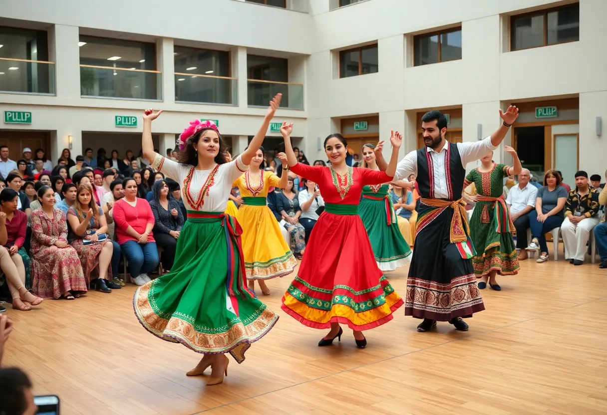 Dancers perform traditional Palestinian dance at Cleveland State University.