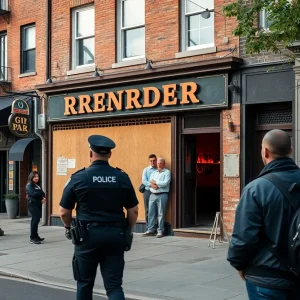 Boarded-up Play Bar & Grill after lease termination