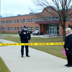 Police securing Pebblebrook High School campus during lockdown