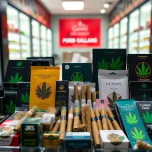 Display of pre-rolled marijuana products in a dispensary