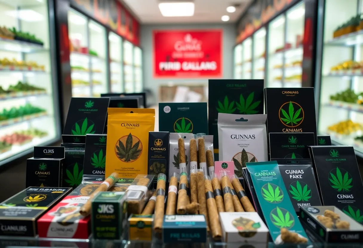Display of pre-rolled marijuana products in a dispensary