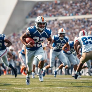 Rookie running back in a football game