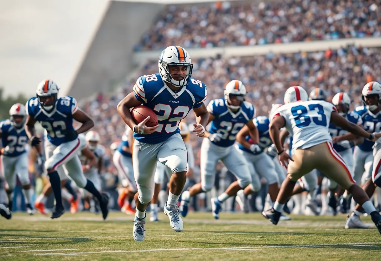 Rookie running back in a football game
