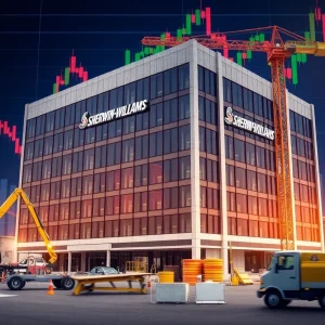Sherwin-Williams headquarters with construction equipment, symbolizing financial changes