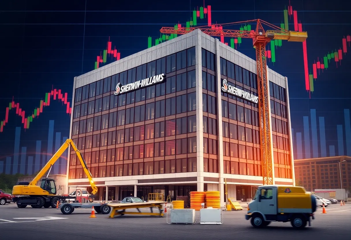Sherwin-Williams headquarters with construction equipment, symbolizing financial changes