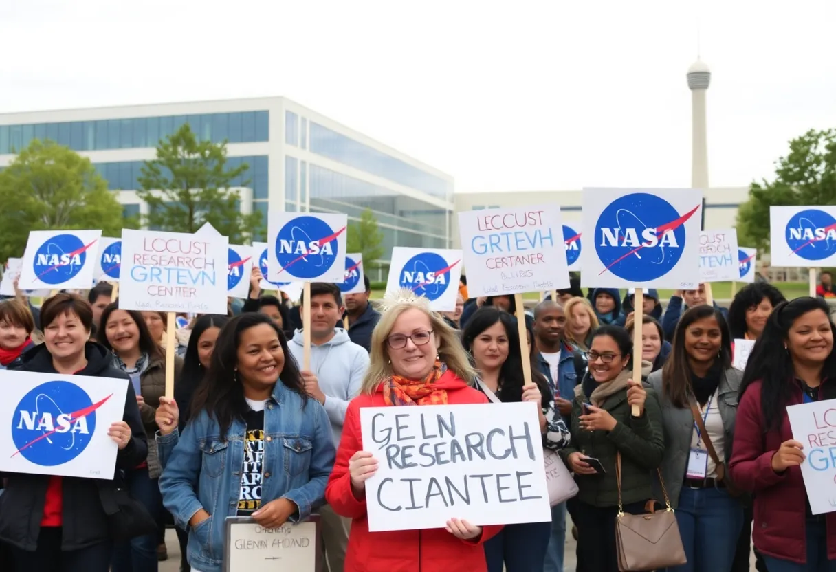 Rally participants advocating for the retention of jobs at NASA Glenn Research Center
