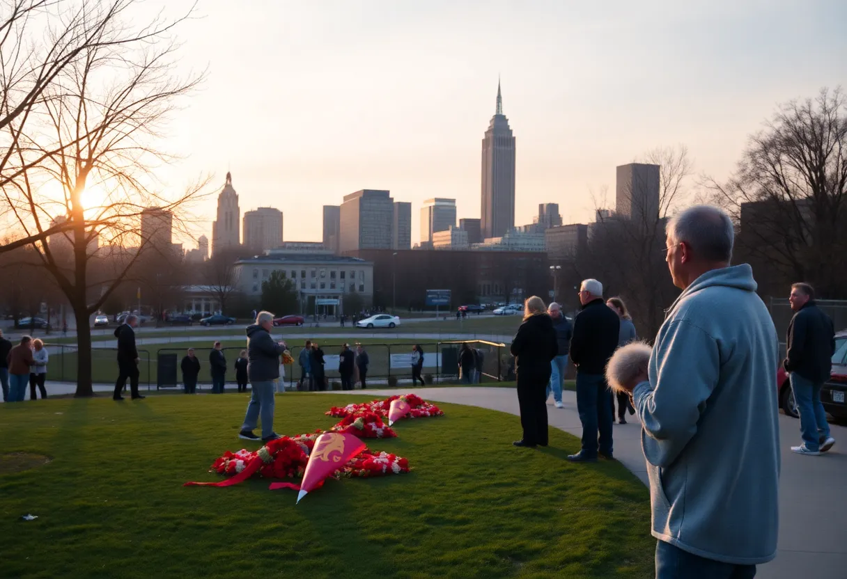 A tribute scene in Cleveland honoring a veteran's legacy.