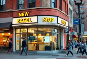 Exterior view of the new Barry Bagels location in Ohio City