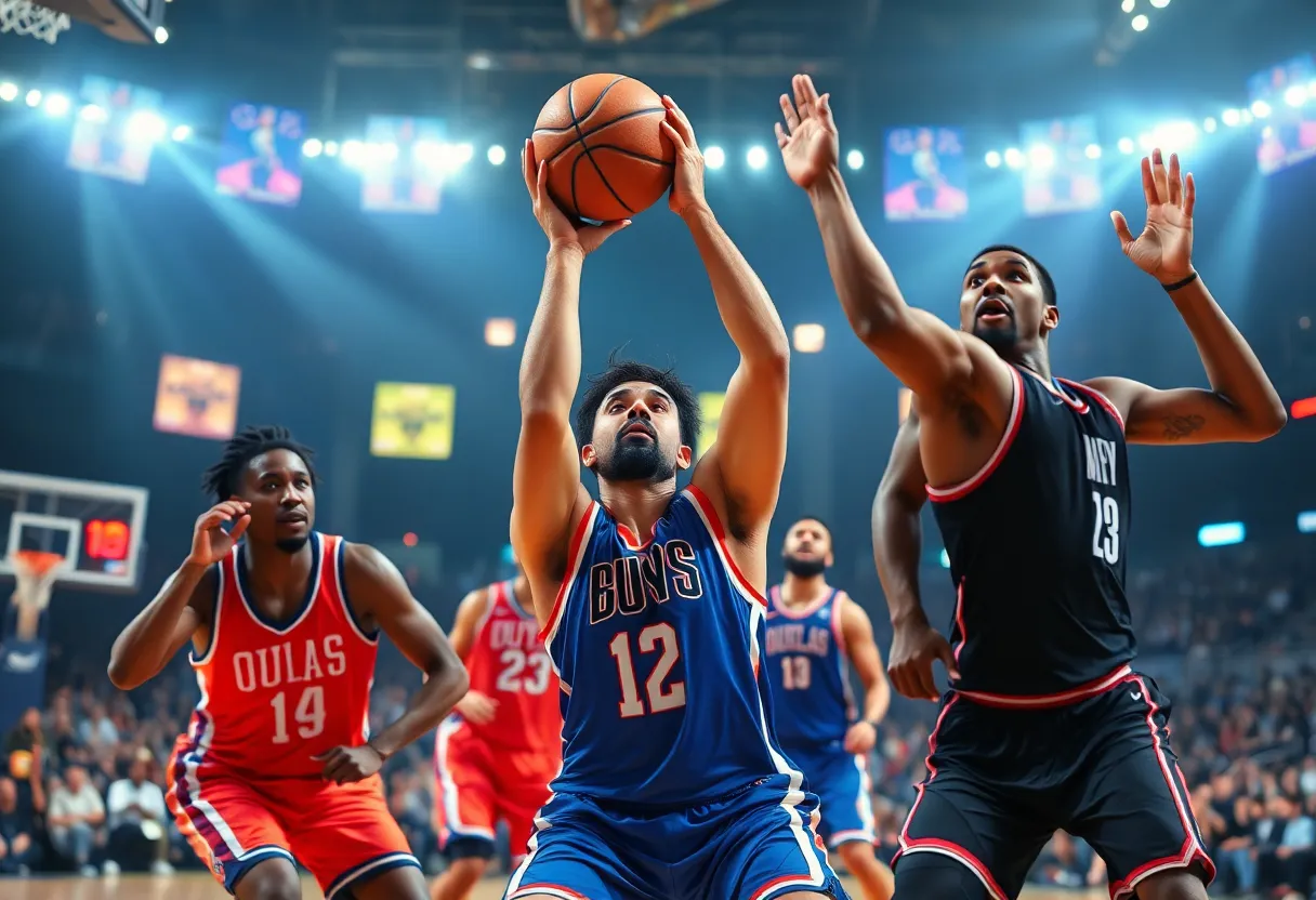 Cleveland Cavaliers players in action during preseason game