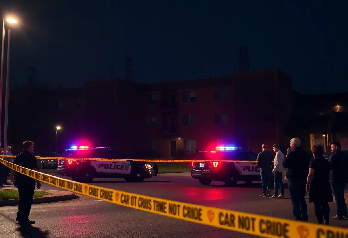 Cleveland apartment complex crime scene with police presence