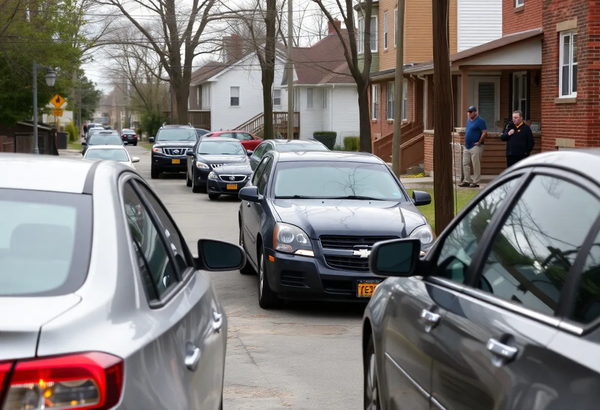 Community members discussing car break-ins in Cleveland neighborhood