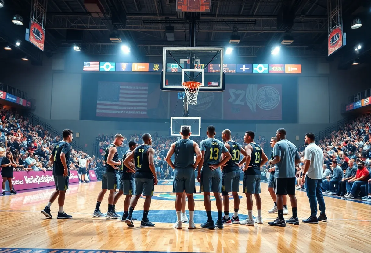 Cleveland Cavaliers team practicing on the basketball court
