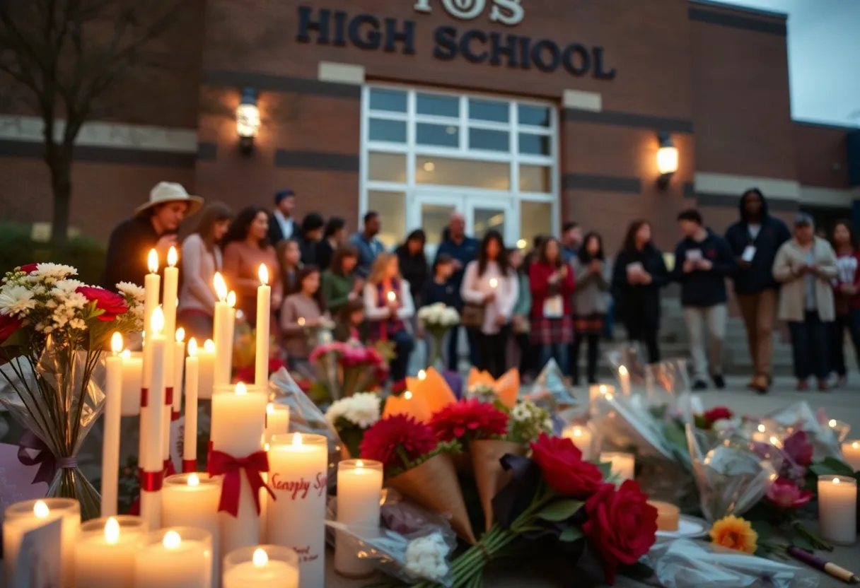 School community gathering in remembrance of a lost student