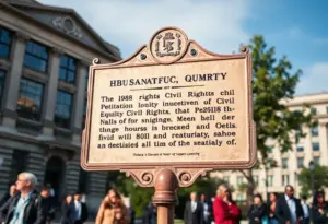 Historical marker in Cleveland commemorating public schools desegregation