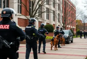 Police response at Cleveland Institute of Art during bomb threat evacuation