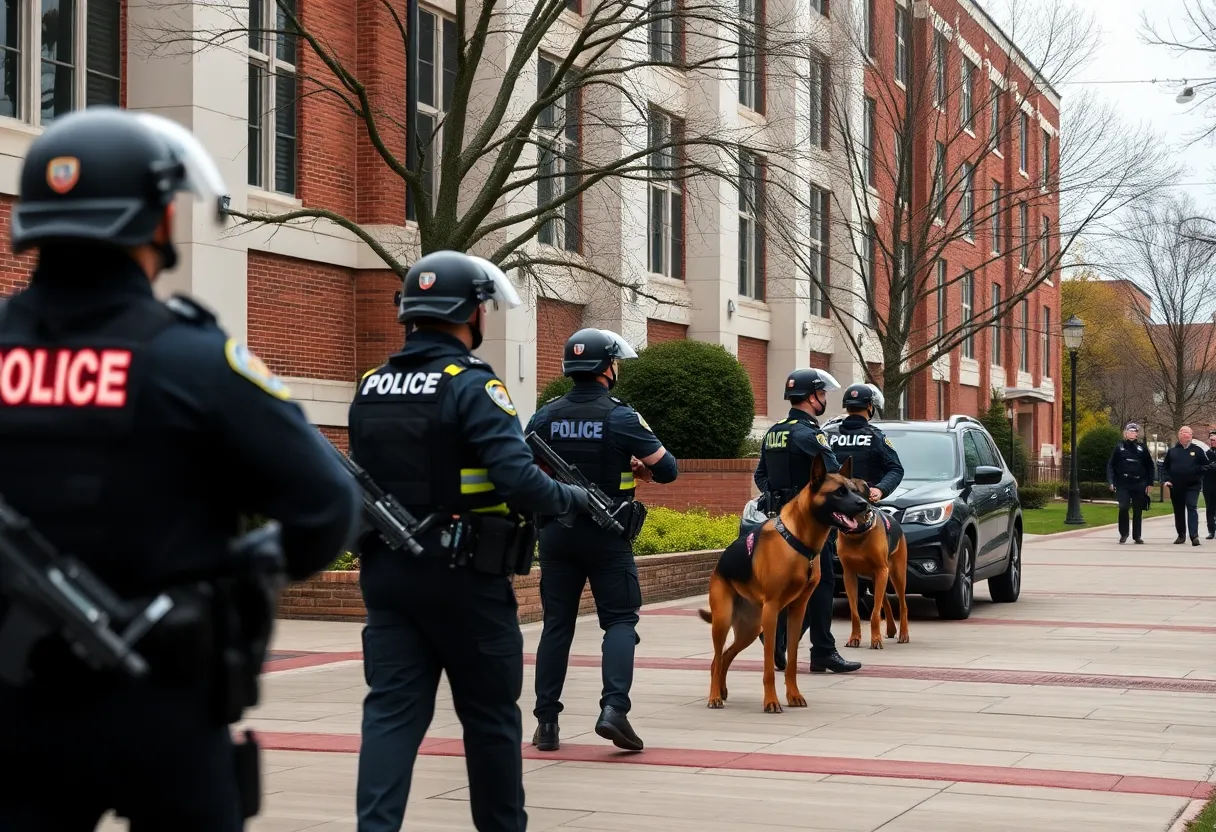 Police response at Cleveland Institute of Art during bomb threat evacuation