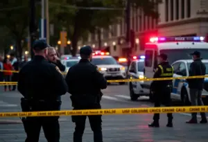 Police officers at a crime scene in Cleveland