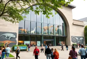 Cleveland Museum of Natural History featuring visitors at exhibits