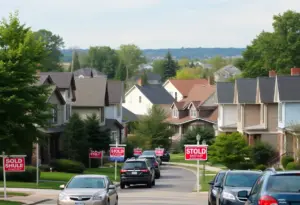 A scenic view of a Cleveland residential neighborhood with homes and greenery