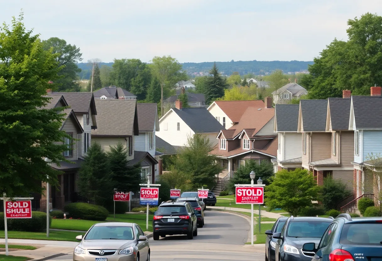 A scenic view of a Cleveland residential neighborhood with homes and greenery
