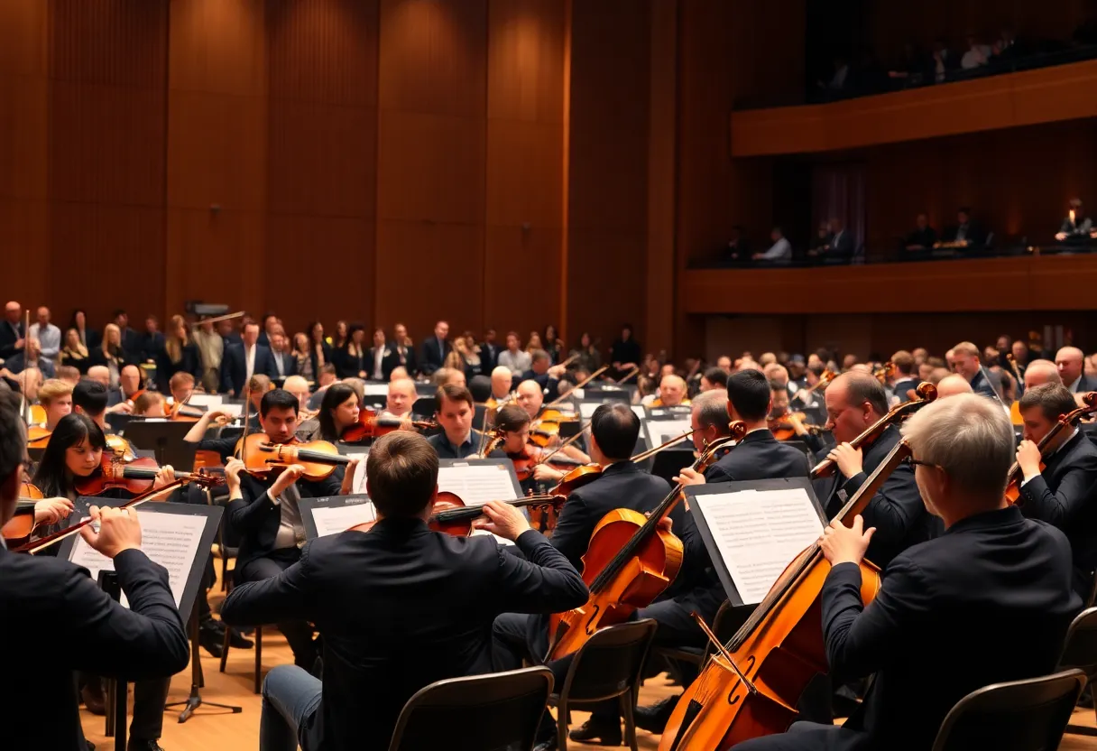Musicians performing at the Cleveland Orchestra concert
