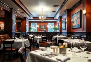 Interior of a Cleveland restaurant with elegant decor