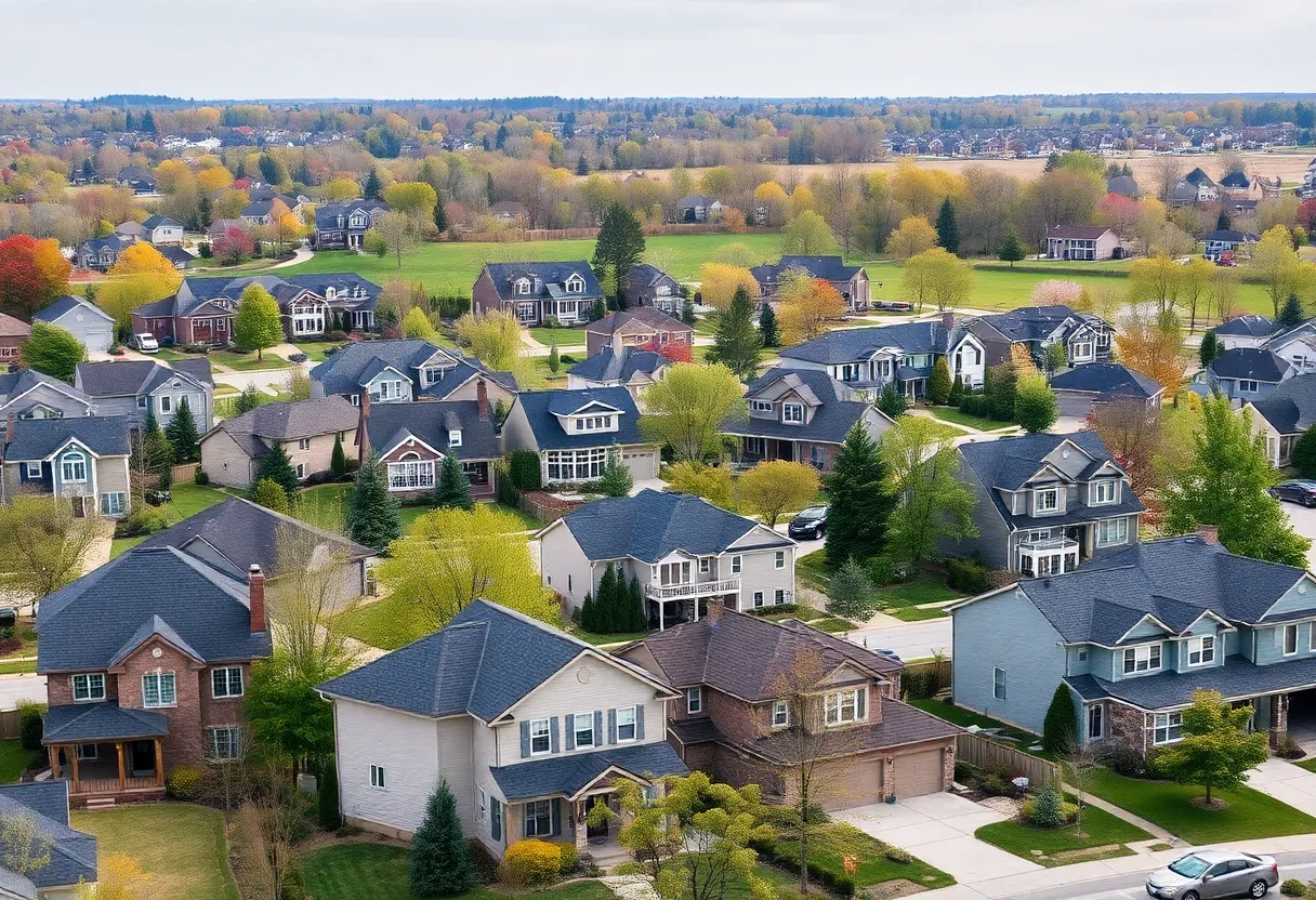 A collection of homes in suburban Cleveland showcasing diverse architectural styles.