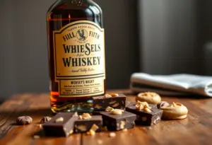 Cleveland Whiskey bottle next to chocolate and peanut butter treats