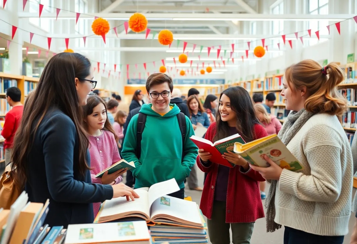 Young adults participating in a literary festival at the Cleveland Public Library