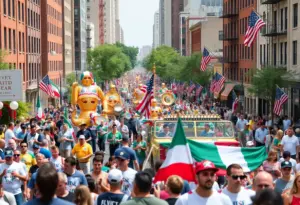 Crowd at Columbus Day Parade in Little Italy
