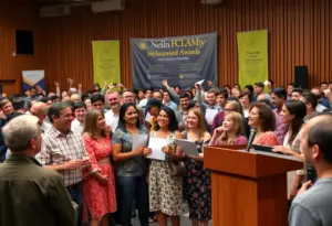 Image of an awards ceremony celebrating community contributions