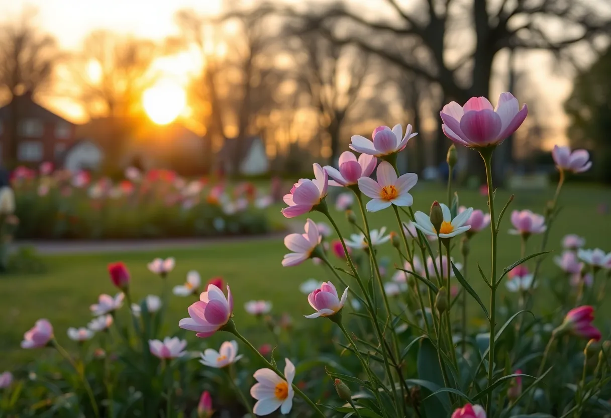 A peaceful park scene symbolizing community remembrance.
