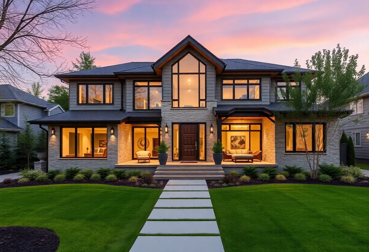 Modern custom home in Cleveland showcasing unique features
