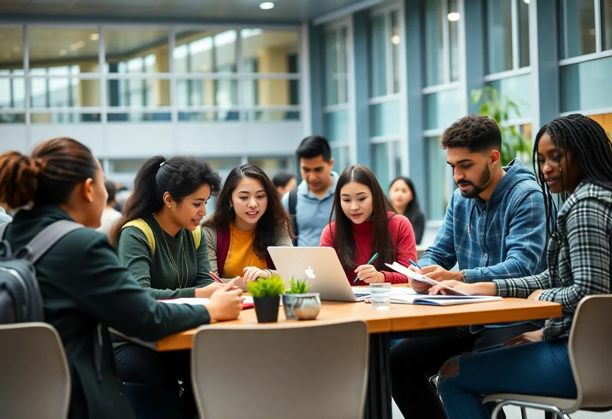 Students collaborating at Cuyahoga Community College