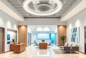 Interior of the new Dollar Bank Financial Solutions Center in Cleveland.