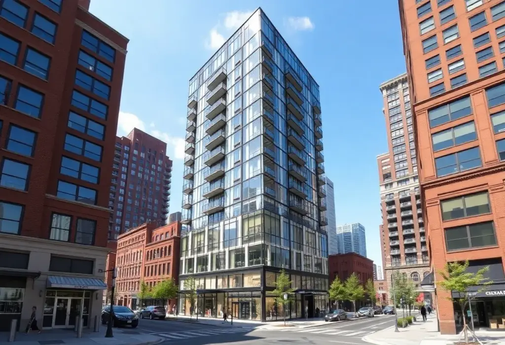 Rendering of the East Stokes Block skyscraper in University Circle, Cleveland.