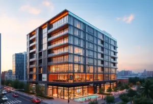 Rendering of East Stokes Block building in Cleveland