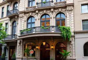 Fidelity Hotel in Cleveland with lush greenery