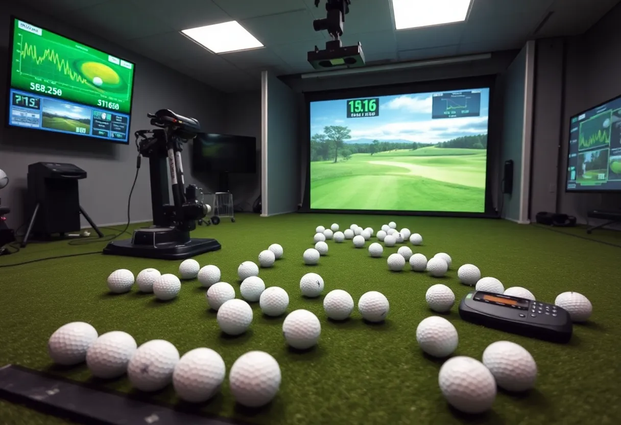 Modern laboratory where golf balls are tested using advanced technology.