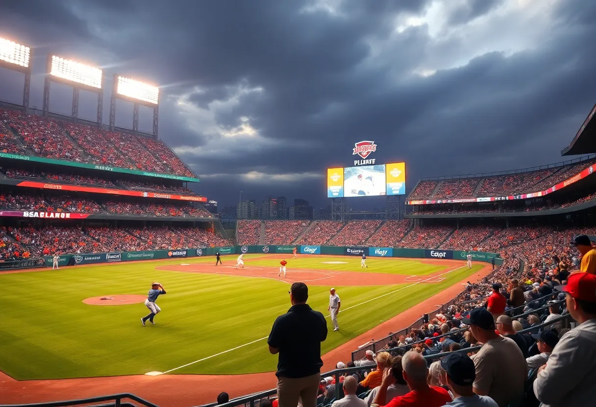 Cleveland Guardians and Detroit Tigers players on the field during a playoff game