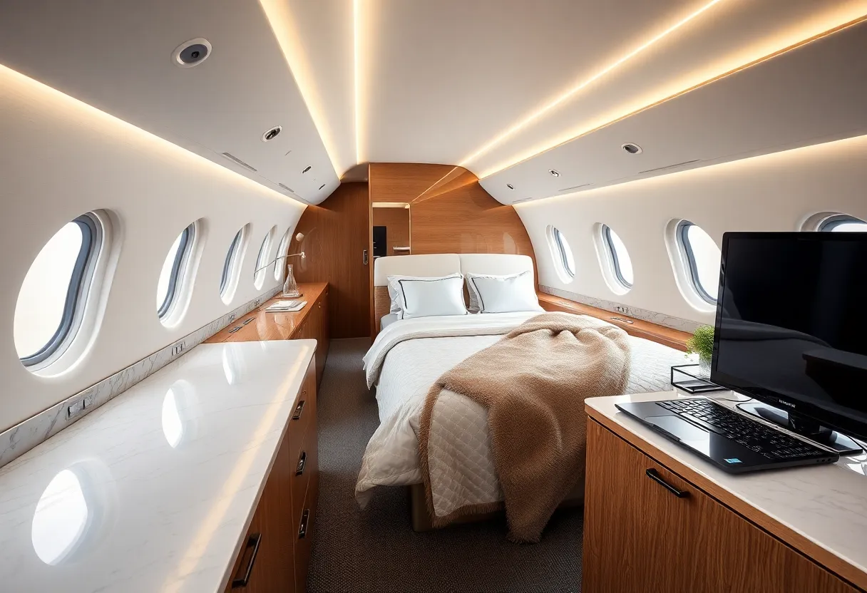 Interior of a Gulfstream G700 private jet
