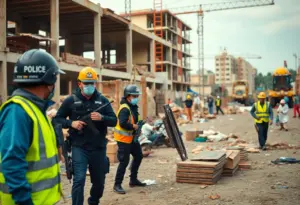 ICE agents conducting a raid at a construction site in Encinitas