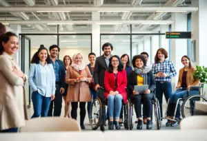 Diverse workplace highlighting inclusivity for individuals with disabilities