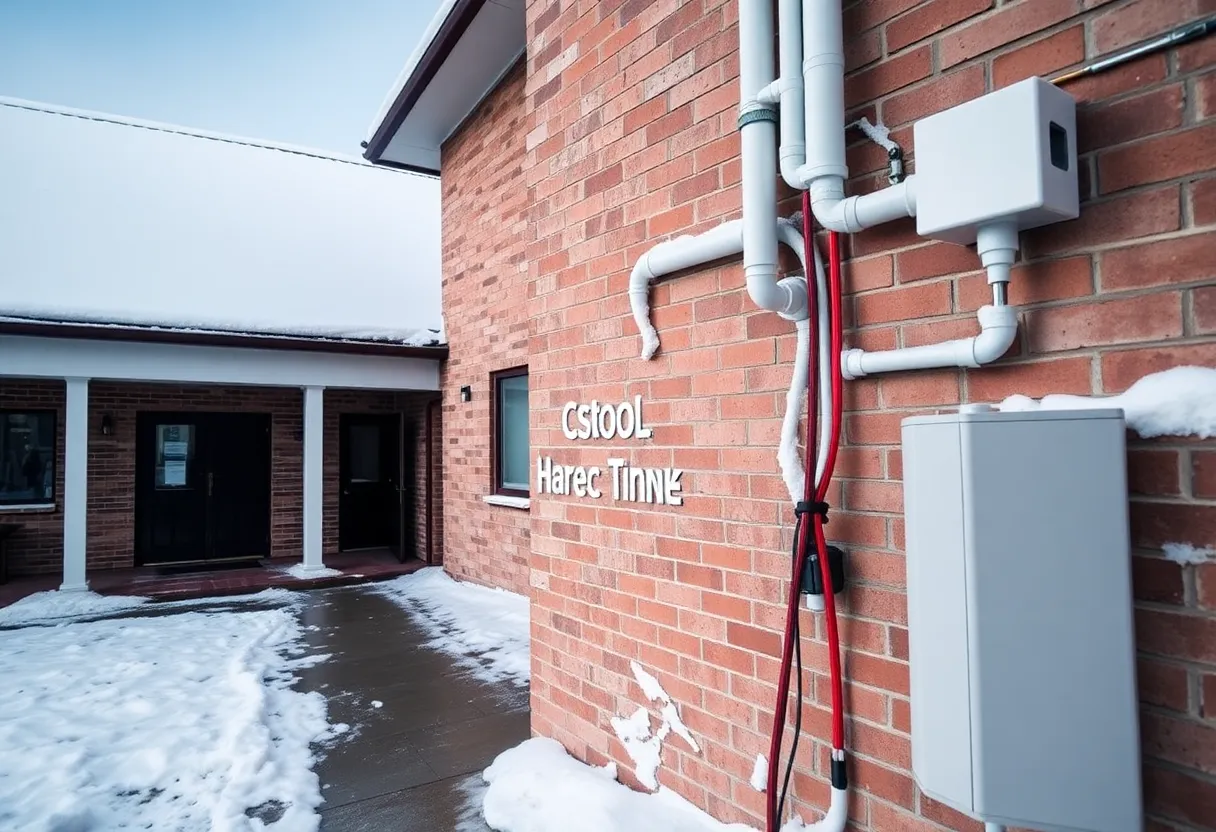 Joseph Badger School during winter with heating system concerns