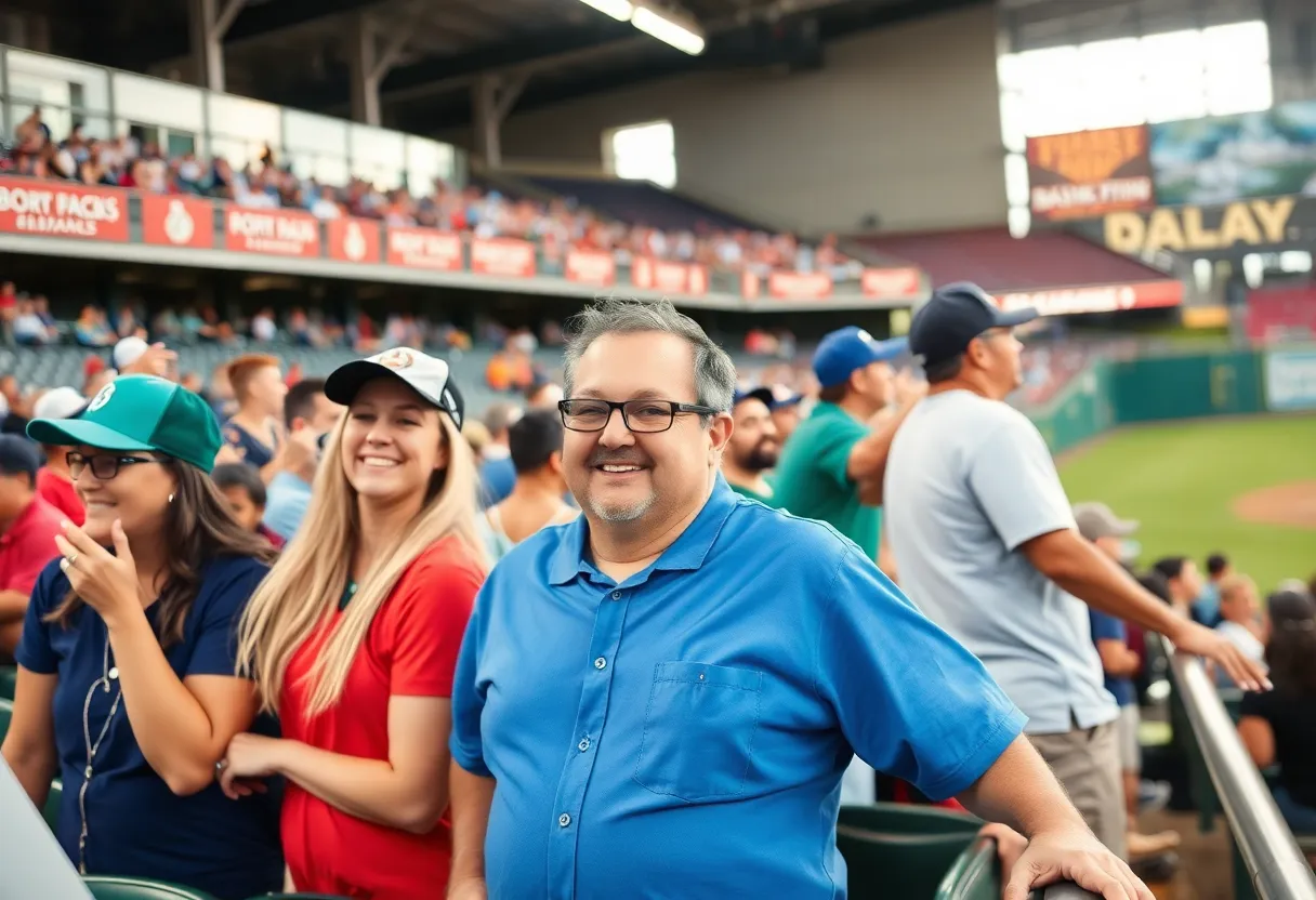Fans enjoying a Lake Erie Crushers baseball game