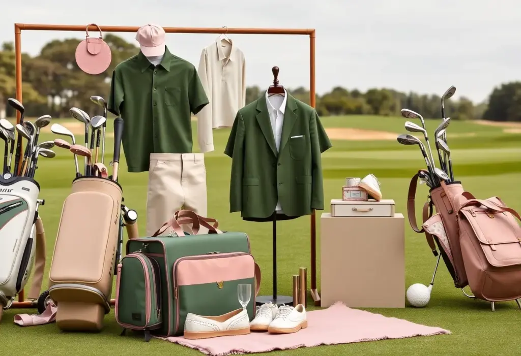 Luxurious golf collection featuring upscale clubs and apparel