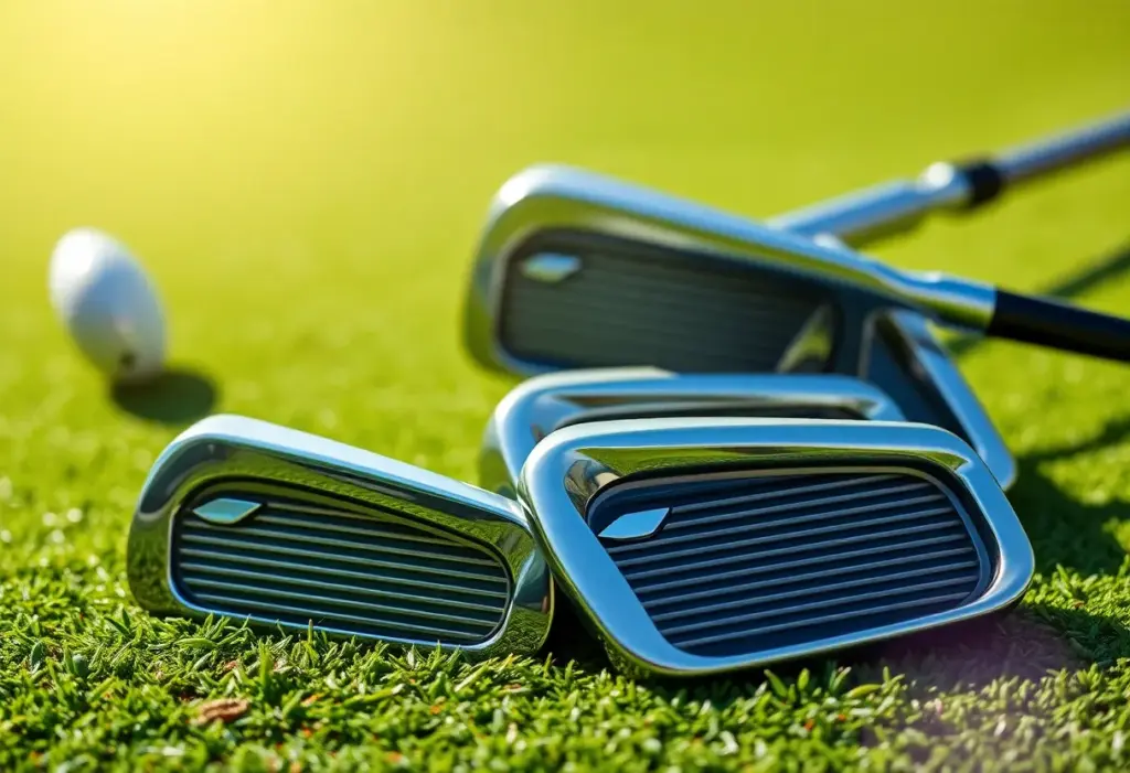 Miura Golf KM-Baby Blades displayed on a golf course