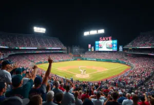 Fans cheering at a Major League Baseball game during the League Championship Series