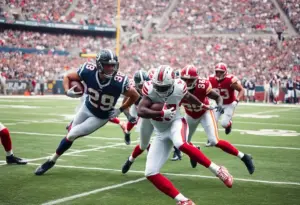 NFL players in an intense game